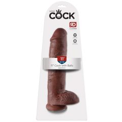 King Cock 11 - big clamp-on, testicular dildo (28cm) - brown