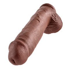 King Cock 11 - big clamp-on, testicular dildo (28cm) - brown
