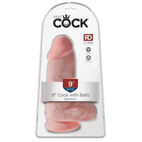 King Cock 9 Chubby - clamp-on, testicular dildo (23cm) - natural