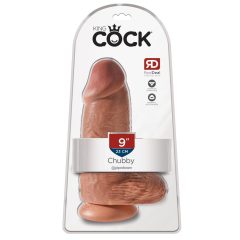   King Cock 9 Chubby - clamp-on, testicular dildo (23cm) - dark natural
