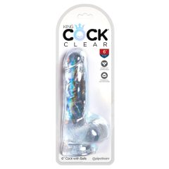 King Cock Clear 6 - small dildo with testicles (15cm)