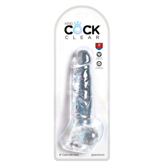King Cock Clear 8 - clamp-on, testicular dildo (20cm)