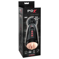   PDX Elite Dirty Talk - Rechargeable vibrating dildo masturbator (black)