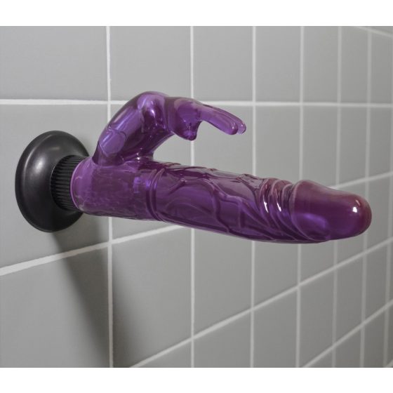 Wall Deluxe Bunny - suction cup vibrator with hooks (purple)