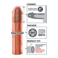 X-TENSION Mega 3 - lifelike penis sheath (22,8cm) - natural