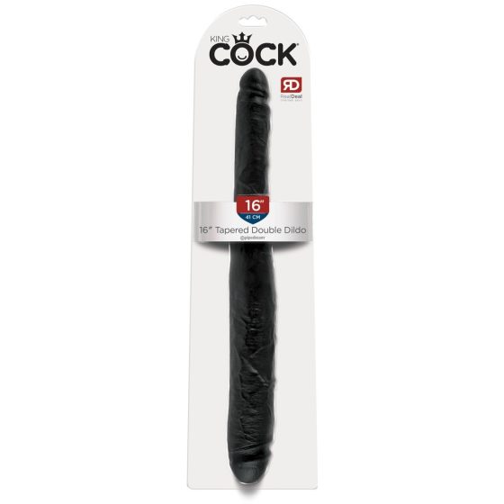 King Cock 16 Tapered - lifelike double dildo (41cm) - black