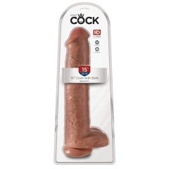   King Cock 15 - gigantic, clamp-on, testicle dildo (38cm) - dark natural