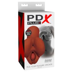   PDX Pick Your Pleasure Stroker - 2in1 lifelike masturbator (brown)