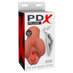   PDX Pick Your Pleasure Stroker - 2in1 lifelike masturbator (dark natural)