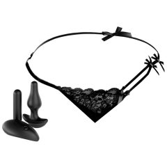 HOOKUP Bowtie Bikini - battery vibrating panty set (black)