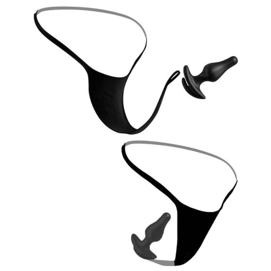 HOOKUP Plug - lace bottom with anal dildo (black)