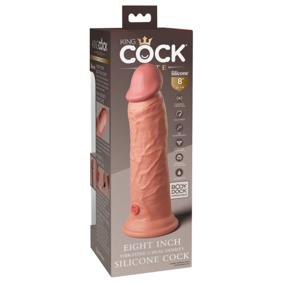 King Cock Elite 8 - clamp-on, lifelike vibrator (20cm) - natural