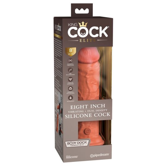 King Cock Elite 8 - clamp-on, lifelike dildo (20cm) - dark natural