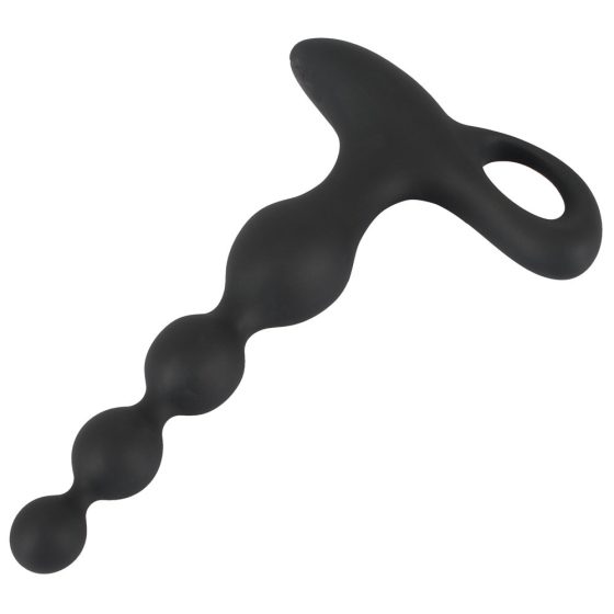 Black Velvet - Rechargeable, waterproof, beaded anal vibrator (black)