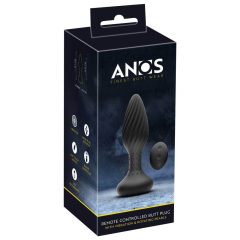   Anos - Rechargeable, radio controlled, rotating beaded spiral anal vibrator (black)