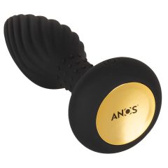   Anos - Rechargeable, radio controlled, rotating beaded spiral anal vibrator (black)