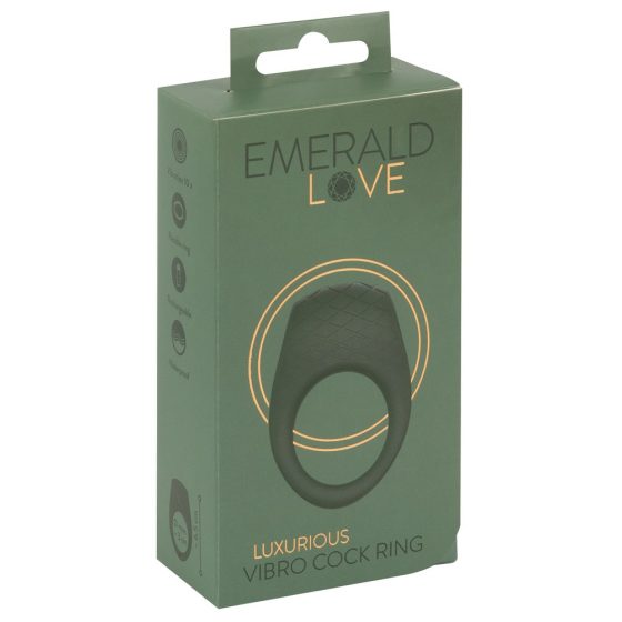 Emerald Love - rechargeable, waterproof vibrating penis ring (green)