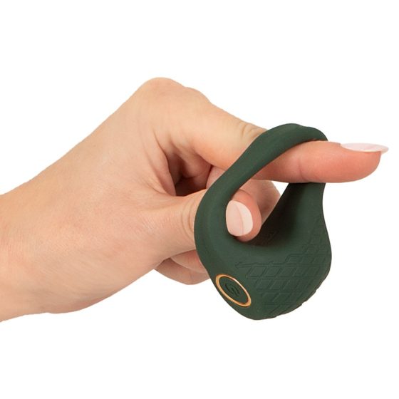Emerald Love - rechargeable, waterproof vibrating penis ring (green)
