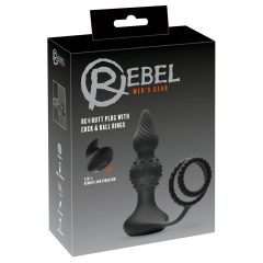   Rebel 2in1 - Rechargeable radio controlled anal vibrator with penis ring (black)