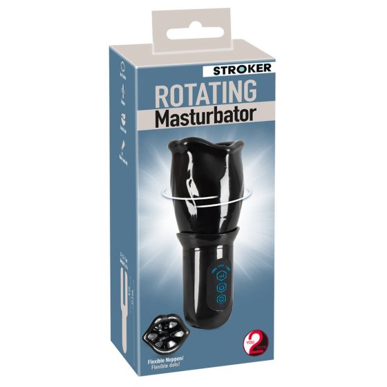 STROKER Rotating - battery-operated, rotating artificial lips masturbator (black)