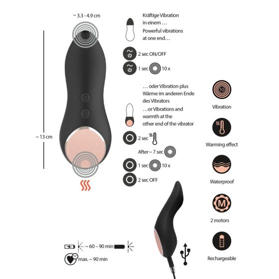 You2Toys CUPA - cordless clitoral vibrator with heater (black)
