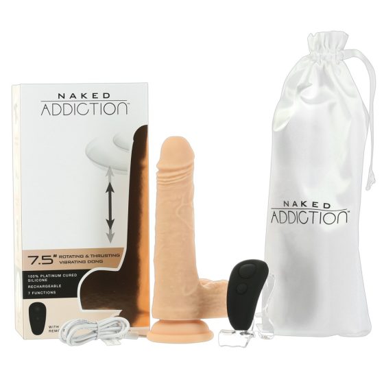 Naked Addiction Thrusting 7,5 - Rechargeable, thrusting vibrator (19cm) - natural