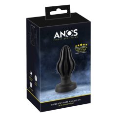 ANOS - super soft, ribbed anal dildo - 5cm (black)