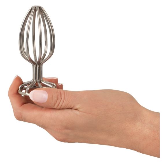 ANOS Metal (3,8cm) - anal dildo with metal cage (silver) 