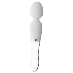   Liaison Wand - rechargeable silicone-glass LED vibrator (translucent-white)