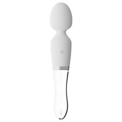   Liaison Wand - rechargeable silicone-glass LED vibrator (translucent-white)