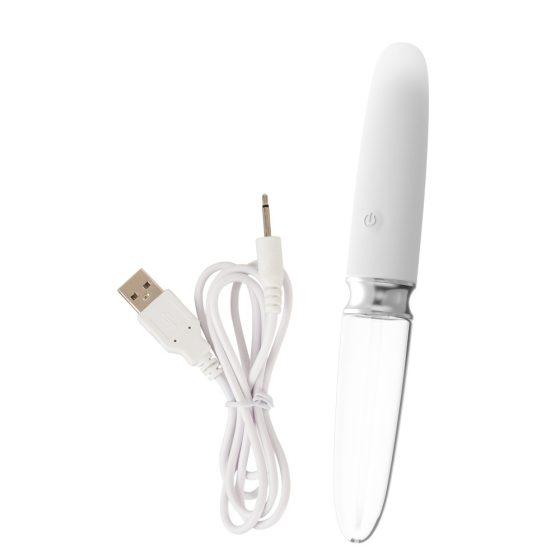 You2toys Liaison - rechargeable, silicone-glass LED rod vibrator (translucent-white)