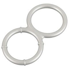   You2Toys - metallic effect double silicone penis and testicle ring (silver)