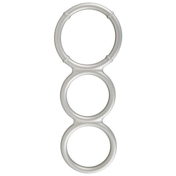 You2Toys - metallic effect triple silicone penis and testicle ring (silver)