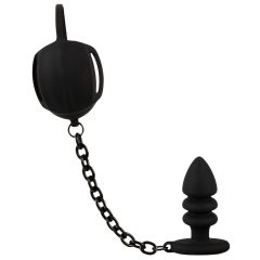 Black Velvet - silicone cock cage with anal dildo (black)