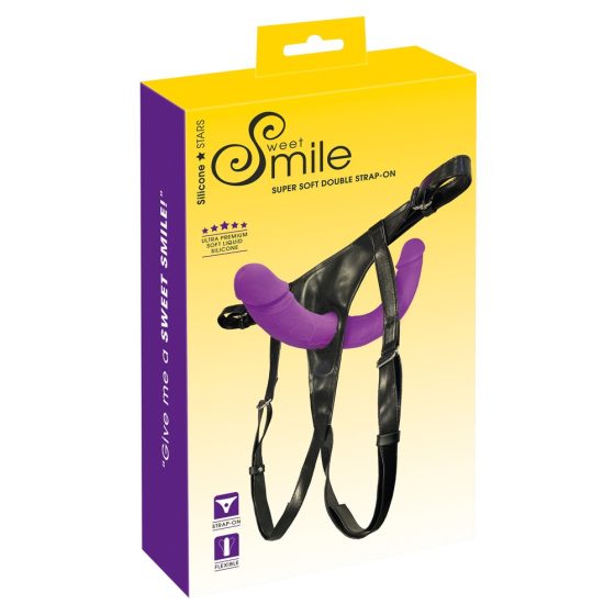 SMILE - double dildo with strap-on underwear (purple-black)