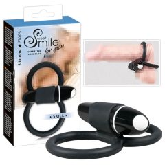 SMILE Skill - vibrating penis and testicle ring (black)