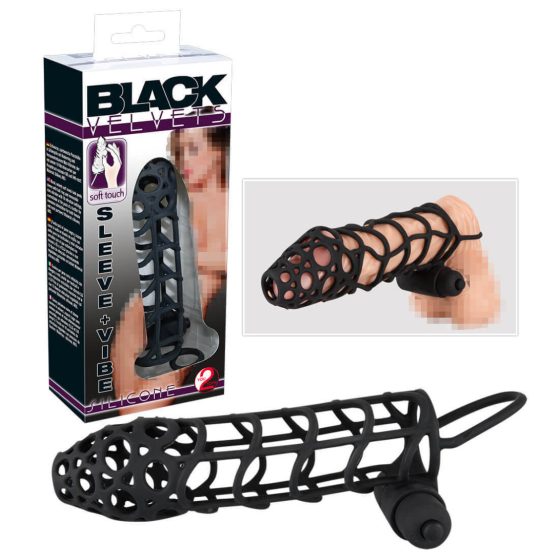 Black Velvet Lattice Vibrating Penis Cloak (black)