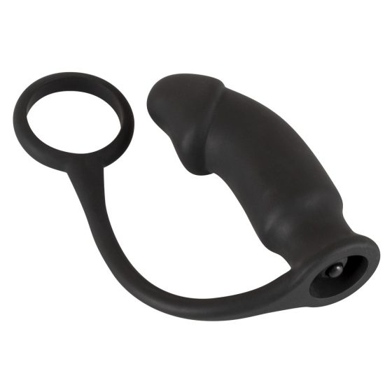 Black Velvet anal vibrator with penis ring (black)