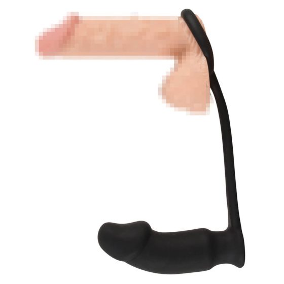 Black Velvet anal vibrator with penis ring (black)
