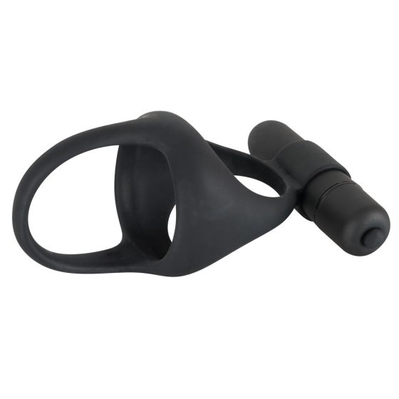 Black Velvet - vibrating penis and testicle ring (black)