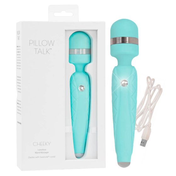 Pillow Talk Cheeky Wand - rechargeable massager vibrator (turquoise)
