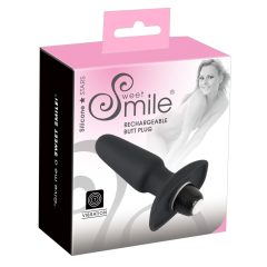   SMILE Butt Plug - rechargeable silicone anal vibrator (black)