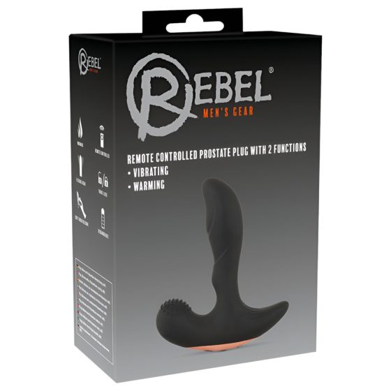 Rebel - rechargeable anal vibrator with radio heater (black)