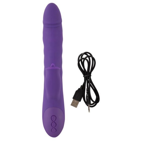 Smile Pearl - cordless rotating pearl vibrator with wand and thrusting lever (purple)