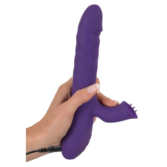 Smile Pearl - cordless rotating pearl vibrator with wand and thrusting lever (purple)