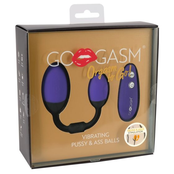 GoGasm Pussy & Ass - rechargeable radio vibrating egg duo (purple-black)