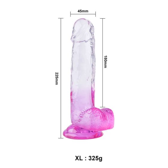 Sunfo - clamp-on, lifelike testicle dildo - 22cm (translucent purple)