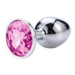 Sunfo - metal anal dildo with stone (silver-pink)