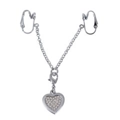 Rhinestone heart intimate jewellery (silver)