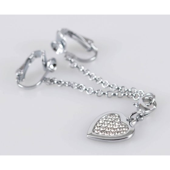 Rhinestone heart intimate jewellery (silver)
